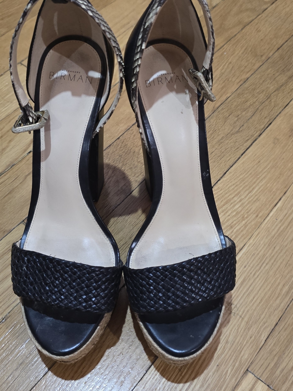 Alexandre Birman Black Woven Leather Platform Sandals
